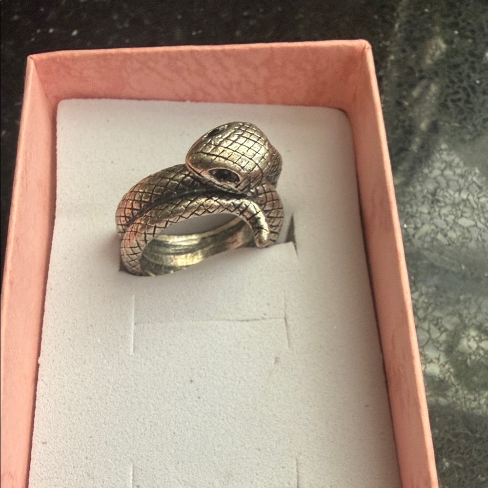 Vintage Snake Wrap Ring in Antique Silver boho witchy spiritual reptile lovers